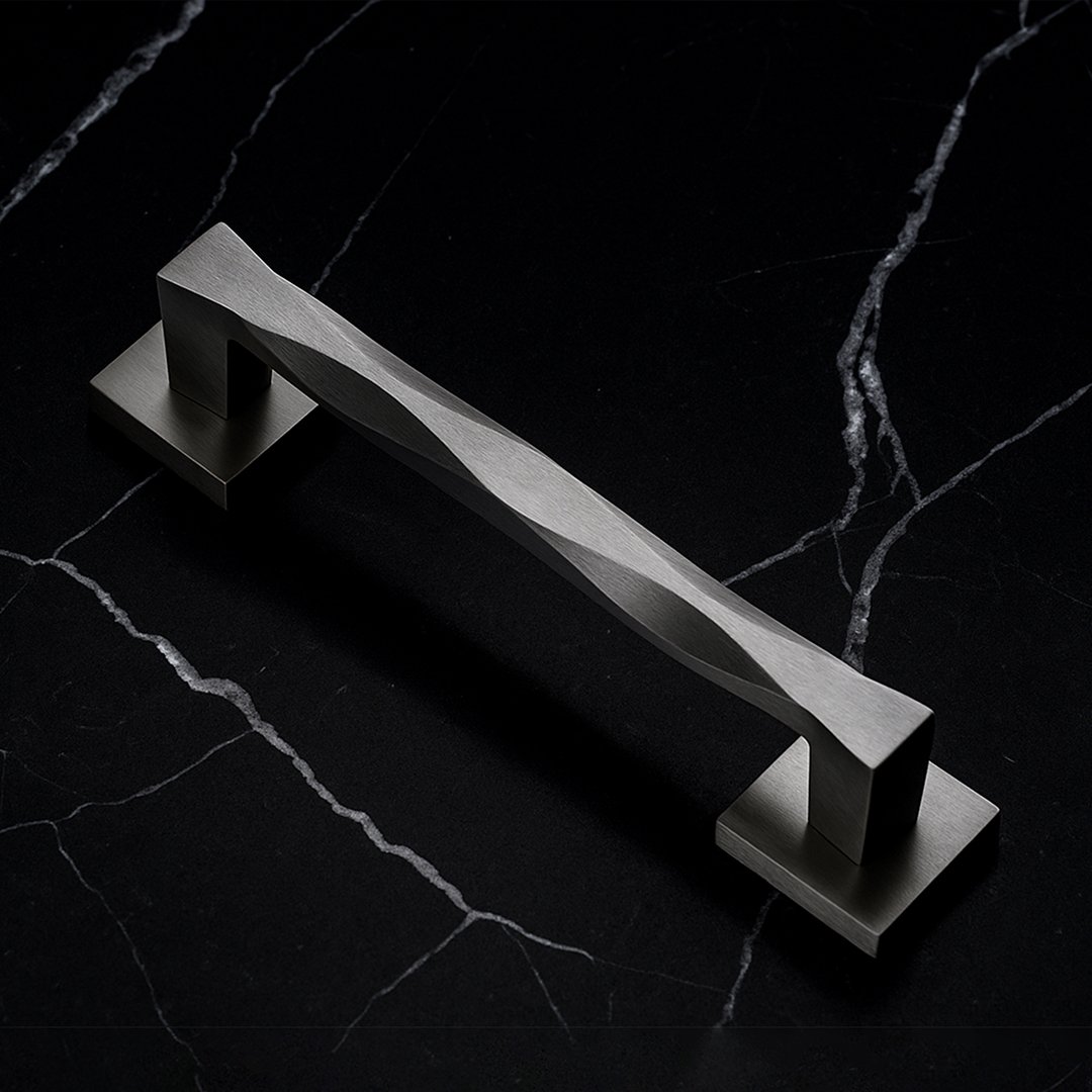 97-silver TIDLO 97 silver outdoor pull handle placed on a black marble surface