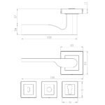 KEPA 502 rosette handle Outline drawing with the rosette size