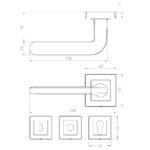 KEPA 509 rosette handle Outline drawing with the rosette size